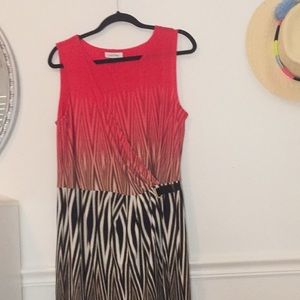 Calvin Klein faux wrap dress with buckle detail